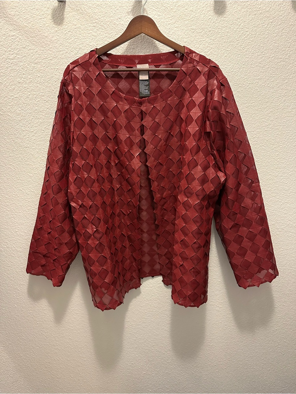 Chico's Red Openfront Textured Jacket